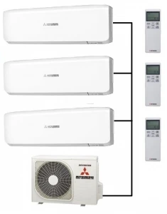 Mitsubishi SCM50ZS-W Outdoor Unit - 3 Indoor Wall Units